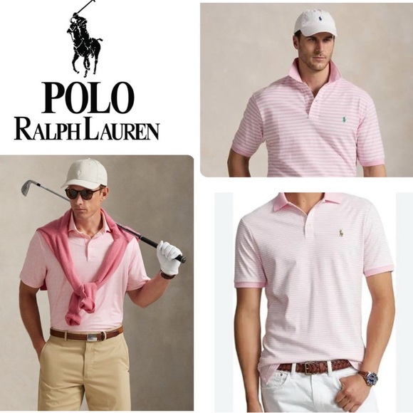 Polo Ralph Lauren Striped Polo Shirt Pink & White Men’s Size Large